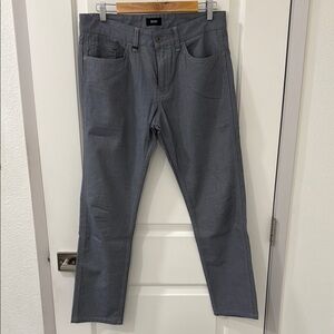 Hugo Boss Gray Slim Delaware Chino Trouser Pants with Sleek Texture Waist 32